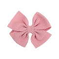 Pink handmade boutique bow hair clip with textured waffle knit fabric for baby girls - Light Pink (PP019-16)