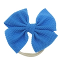 Baby Haarband mit großer blauer Schleife aus Strukturstoff und weichem Nylonband - Fertigprodukt / Saphirblau