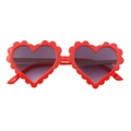 Rote herzförmige Kinder-Sonnenbrille mit stilvollem Wellenrand und Verlaufsgläsern - Rot (E187-6)