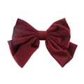 Elegant large burgundy velvet bow hair clip with a classic vintage aesthetic style - Burgundy