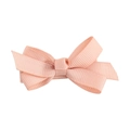 Detailed view of handmade pink floral fabric bow hair clip for young girls - Blush