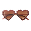 Modische herzförmige Kindersonnenbrille mit weinrotem Wellenrand-Rahmen und braunen Gläsern - Schildpatt (E187-8)