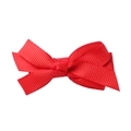 Detail view of the red ribbed grosgrain bow hair clip for girls with fine fabric texture - Red