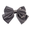 Elegant dark grey velvet oversized bow hair clip with polished spring fastener - Light Gray