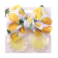Détail de lunettes de soleil fleurs et bandeau nœud ananas pour bébé sur carte - Motif Ananas Jaune (DP028-6)