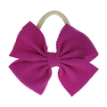 Baby-Haarband mit dunkelvioletter Ripp-Schleife und weichem, hochelastischem Band - Fertigprodukt / Fuchsie
