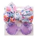 Détail de l'ensemble bandeau à nœud floral et lunettes tournesol violettes - Style Floral Violet (DP028-8)