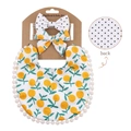 Ensemble bandeau et bavoir boho pour bébé avec imprimé orange et pois sur fond blanc - Orange Pois Mixte (DP032-9)