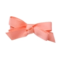Handmade coral pink grosgrain ribbon bow hair clip for girls with ribbed texture - Snow Bud