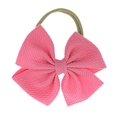 Rosa Waffelstrick-Stirnband mit Schleife und elastischem Nylonband für Babys - Fertigprodukt / Rosa