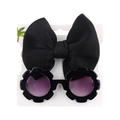 Dettaglio di occhiali da sole a fiore per bambini e fascia con fiocco nero - Nero