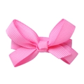 Pink grosgrain ribbon bow hair clip with floral pattern for girls and toddlers - Pink