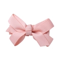 Pink grosgrain ribbon bow hair clip for girls with elegant layered texture design - Pink