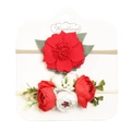 Dettaglio del set di fasce per neonati con peonie rosse e morbido nastro in nylon - Dp079-13