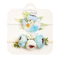 Dettaglio di fasce in nylon morbido con peonie blu artificiali per fotografia neonati - Stile Blu Cielo Bianco Puro Grigio Verde (DP079-17)