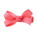 Pink ribbed fabric floral bow hair clip for girls with elegant textured ribbon - Watermelon red