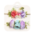 Dettaglio delle fasce per capelli con fiori artificiali fatti a mano, petali e perline - Stile Arancio Rosa Viola Blu (DP079-20)