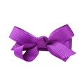 Handmade purple grosgrain ribbon bow hair clip with elegant floral texture for girls - Deep purple