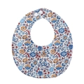 Detail of floral cotton baby bib featuring adjustable snap buttons and soft printed fabric - Blue And Yellow Floral (WW47-4)