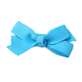 Handmade bright blue floral fabric hair clip for girls with a grosgrain bow design - Lake Blue