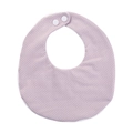 Detail of lavender baby cotton bib with white polka dots and adjustable snap buttons - Lavender Polka Dot (WW47-12)
