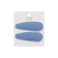 Detailed view of light blue fabric BB clips with wavy edges on a white card display - Light Blue Solid