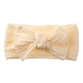 Bandeau bébé en nylon blanc cassé avec grand nœud jacquard et texture côtelée - Beige