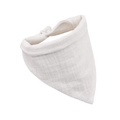 Adjustable white organic cotton muslin baby bandana bib with snap button closure - White