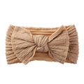 Bandeau bébé chic en maille jacquard kaki orné d'un grand nœud décoratif souple - Khaki