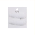 Detailed close-up of white fabric teardrop hair clips with elegant scalloped lace edges - White Scalloped