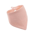 Adjustable light pink cotton muslin baby bib with double snap button closures - Snow Bud