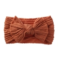 Bandeau bébé orange brûlé en nylon avec grand nœud tricoté et texture jacquard - Café