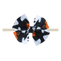 Elastic baby headband with Halloween ghost and pumpkin print bow in black and orange - Halloween Ghost Pumpkin Style (EE55-41#)