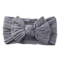 Bandeau bébé avec grand nœud gris en tissu nylon jacquard à texture de maille torsadée - Gris clair