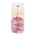 Set de 4 lazos para el pelo hechos a mano en cinta grosgrain marfil y rosa empolvado - Mezcla Blanco Roto y Rosa Palo (DP034-3)