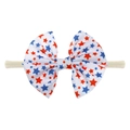 Soft nylon baby headband featuring a large white bow with red and blue star print - Red Blue Star Style (EE55-85#)