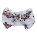 Fascia neonato morbida bianca con stampa floreale blu e rosa e grande fiocco decorativo - Floreale Fresco Rosa Blu (KK105-62#)