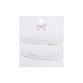 Close-up of white water-drop fabric hair clips with delicate floral embroidery details - White Lace Floral