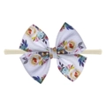 Floral print oversized bow on cream elastic nylon headband for baby and toddlers - Colorful Floral Style (EE55-11#)