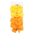 Set de 4 pinzas para el pelo con lazos de cinta grosgrain amarillos y naranjas - Mezcla Amarillo Limón y Naranja Cálido (DP034-8)