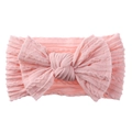 Bandeau bébé rose clair en nylon avec texture jacquard et grand nœud décoratif - Rose Clair