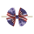 Nylon baby headband with American flag print bow featuring red stripes and blue stars - US Flag Independence Day Style (EE55-23#)