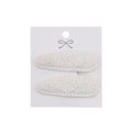 Detailed close-up of cream lace floral embroidery on water drop-shaped hair clips for girls - Off-white Lace Embroidery