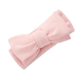 Détail du bandeau bébé rose clair en maille gaufrée avec un joli nœud décoratif - Rose Clair