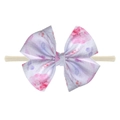 Nylon baby headband with a large watercolor floral bow in soft pink and purple - Soft Watercolor Floral Style (EE55-15#)