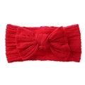 Bandeau élastique rouge en nylon pour bébé avec un grand nœud décoratif sur blanc - Rouge