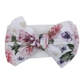 Floral watercolor print baby headband with a large soft bow on a white elastic band - Watercolor Pink Purple Floral (KK105-35#)