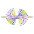 Pink elastic nylon headband for babies featuring a large summer fruit bow print - Summer Fruit Print Style (EE55-05#)