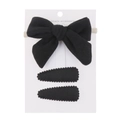 Set de tres accesorios para el cabello negro con diadema de lazo y pinzas de gota - Negro (DP095-1)