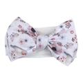 Soft baby headband with large white bow featuring floral and bird print patterns - White Base Bird Flower Print (KK105-12#)